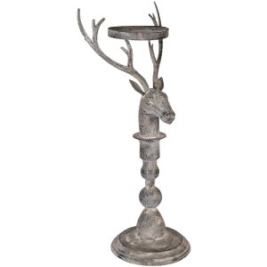 Clayre & Eef 6Y5838 Bougeoir Cerf Gris Antique 17x14x42 cm