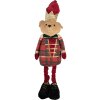 Ours Décoratif Clayre & Eef – Ours de Noël Uniforme Rouge Or Vert 25x15x60 cm