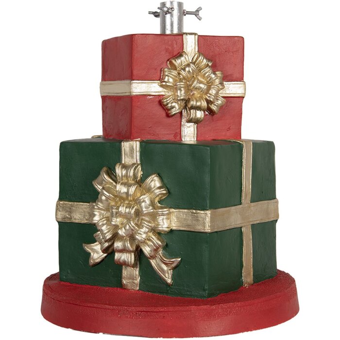 Porte-sapin Clayre & Eef Coffret Cadeau Ø44x54cm Vert, Rouge, Or