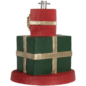 Porte-sapin Clayre & Eef Coffret Cadeau Ø44x54cm Vert, Rouge, Or