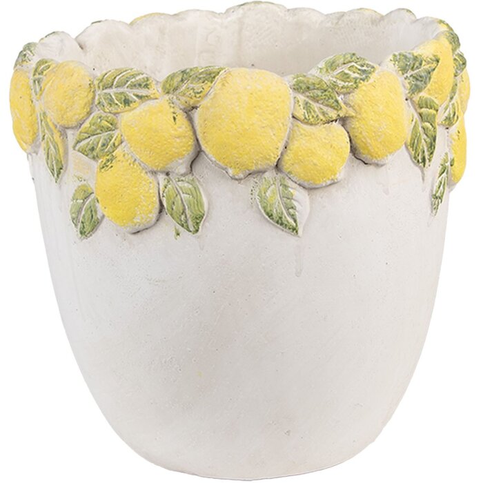 Pot à Fleurs Clayre & Eef Décor Citron 20x19 cm Pierre Méditerranéenne