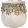 Pot de fleurs Clayre & Eef Feuilles de chêne Beige Vert 19x17 cm