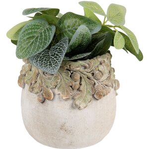 Pot de fleurs Clayre & Eef Relief Feuilles de...