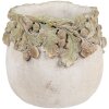 Pot de fleurs Clayre & Eef Relief Feuilles de Chêne 15x13 cm Beige Vert