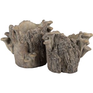 Pot de fleurs Clayre & Eef 6TE0577M tronc darbre marron beige 24x18x18 cm