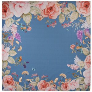 Clayre & Eef FFA01BL Nappe 100x100 cm Bleu Floral