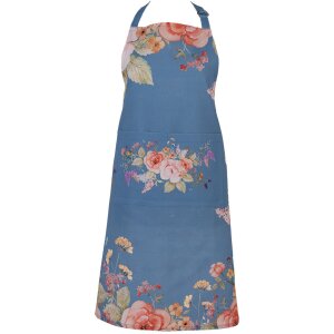 Clayre & Eef Tablier 70x85 cm Bleu Motifs Floraux