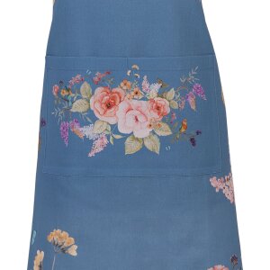 Clayre & Eef Tablier 70x85 cm Bleu Motifs Floraux