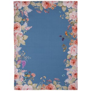 Clayre & Eef FFA42BL Serviette de cuisine bleue 50x70 cm motif floral