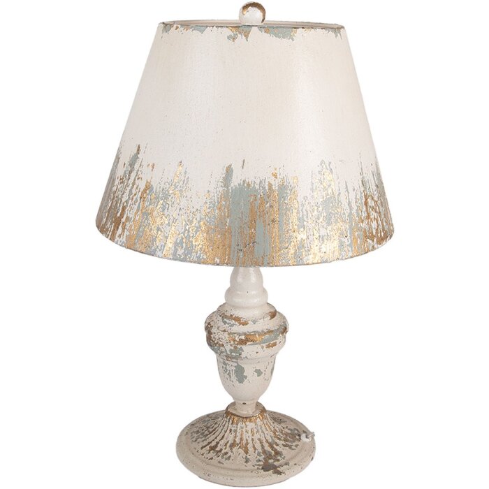 Clayre & Eef Lampe de Table Ø36x55cm E27 Beige Gris Vintage