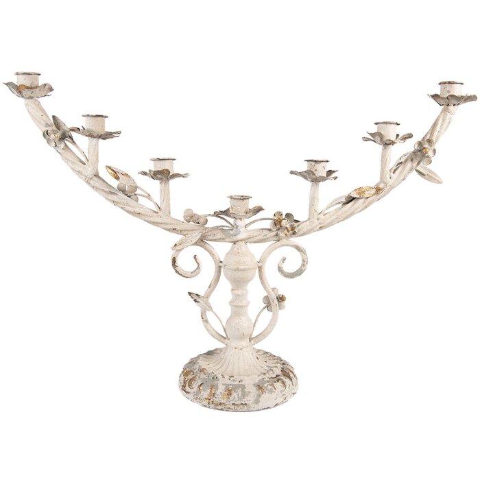 Clayre & Eef Bougeoir 7 Flammes Antique Beige 56x16x37 cm