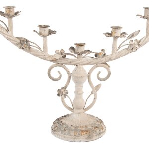Clayre & Eef Bougeoir 7 Flammes Antique Beige 56x16x37 cm