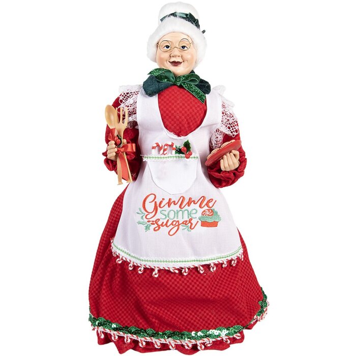 Clayre & Eef Femme de Noël Décoration Rouge et Blanc 18x18x46 cm