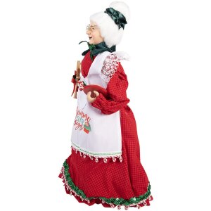 Clayre & Eef Femme de Noël Décoration Rouge et Blanc 18x18x46 cm
