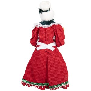 Clayre & Eef Femme de Noël Décoration Rouge et Blanc 18x18x46 cm