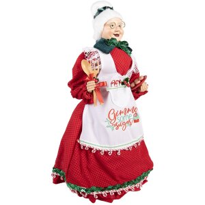 Clayre & Eef Femme de Noël Décoration Rouge et Blanc 18x18x46 cm