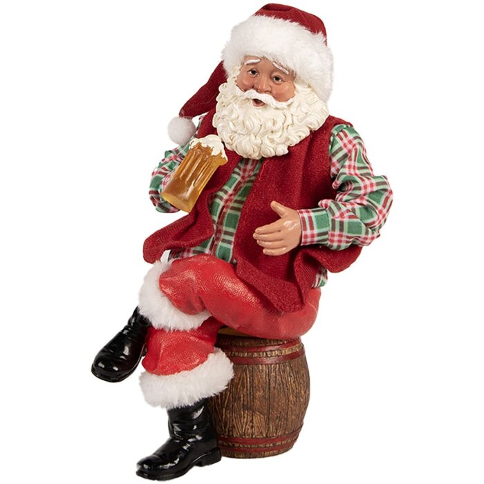 Clayre & Eef Père Noël avec chope de bière 24 cm rustique