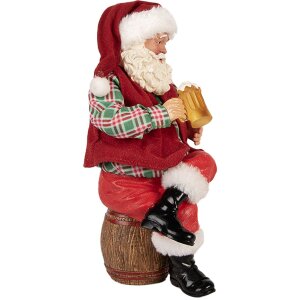 Clayre & Eef Père Noël avec chope de bière 24 cm rustique