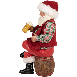 Clayre & Eef Père Noël avec chope de bière 24 cm rustique