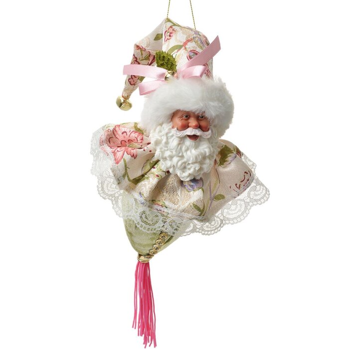 Clayre & Eef Père Noël Décoratif Vert Beige 35 cm