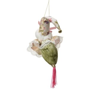 Clayre & Eef Père Noël Décoratif Vert Beige 35 cm