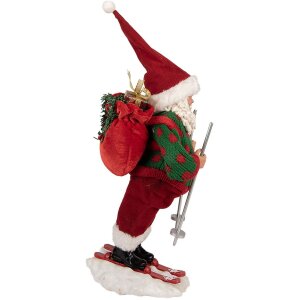 Père Noël à skis – Figurine décorative Rouge & Vert Clayre & Eef