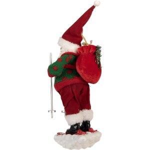 Père Noël à skis – Figurine décorative Rouge & Vert Clayre & Eef
