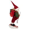 Père Noël à skis – Figurine décorative Rouge & Vert Clayre & Eef