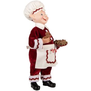 Clayre & Eef Décoration Elfe Noël Rouge & Blanc 15x10x28 cm