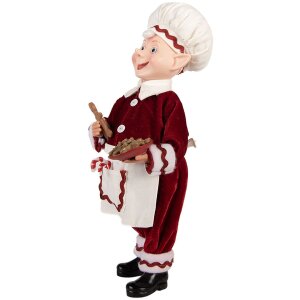 Clayre & Eef Décoration Elfe Noël Rouge & Blanc 15x10x28 cm