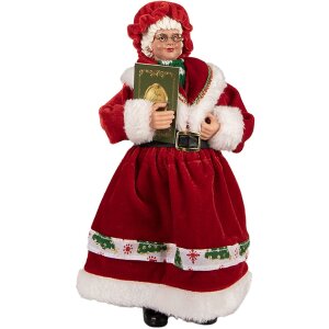 Figurine de Noël Clayre & Eef 66238, Femme du Père Noël Festive 14x10x28 cm