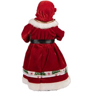 Figurine de Noël Clayre & Eef 66238, Femme du Père Noël Festive 14x10x28 cm