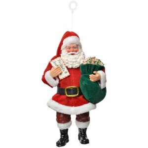 Clayre & Eef Père Noël Suspendu 11x6x17 cm Rouge Blanc Vert