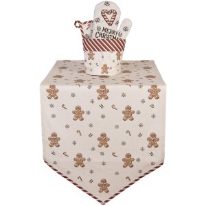 Nappe de table Clayre & Eef CGM65 50x160 cm Beige Marron