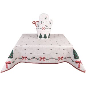 Nappe Clayre & Eef TCH01 100x100 cm Beige Vert Rouge