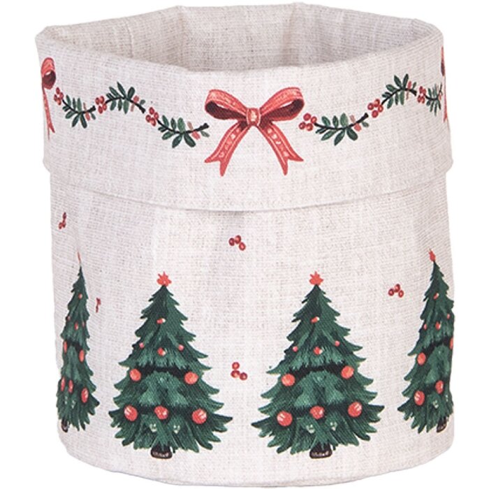 Clayre & Eef Panier à pain Ø 15x16 cm Beige Vert Rouge