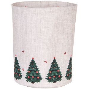 Clayre & Eef Panier à pain Ø 15x16 cm Beige Vert Rouge