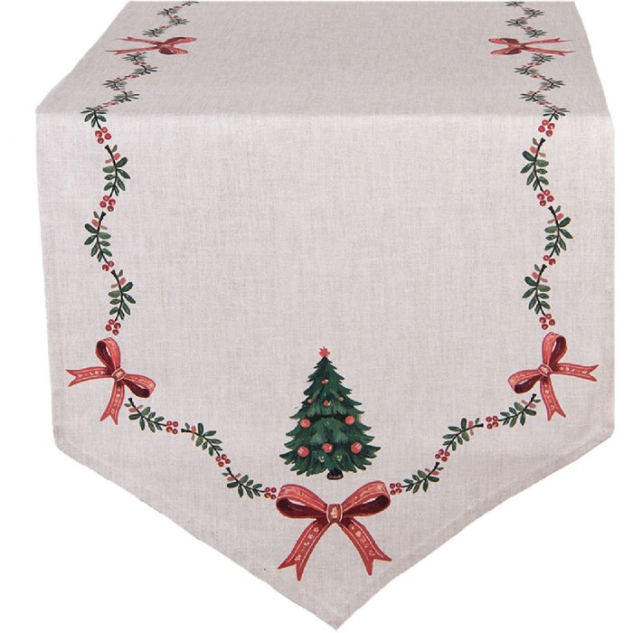 Clayre & Eef TCH65 Chemin de table 50x160 cm Beige, Vert, Rouge