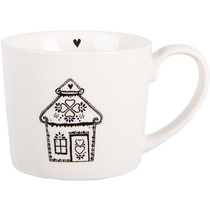 Clayre & Eef 6CEMU0185 Tasse Blanche/Noire 12x8x7 cm 275 ml