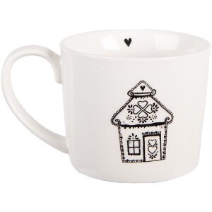 Clayre & Eef 6CEMU0185 Tasse Blanche/Noire 12x8x7 cm 275 ml