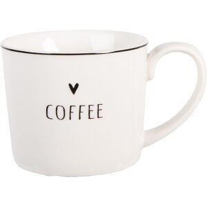Clayre & Eef Mug 12x8x7 cm Blanc et Noir