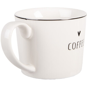Clayre & Eef Mug 12x8x7 cm Blanc et Noir