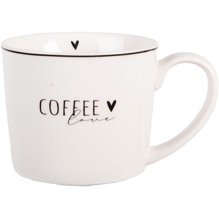 Clayre & Eef Tasse 12x8x7 cm Blanc & Noir 275 ml