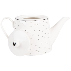 Théière Clayre & Eef BHSTE 1000 ml Porcelaine Blanc Noir