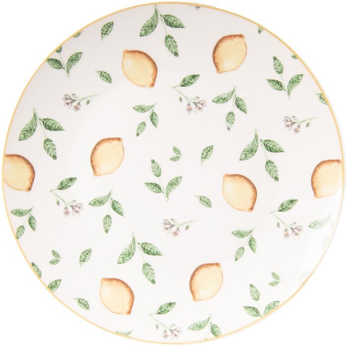 Clayre & Eef LELDP Petite Assiette Blanche-Jaune 20x2 cm