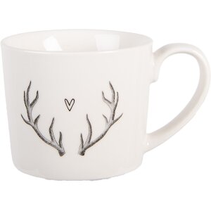 Clayre & Eef NWVMU Tasse 12x8x7 cm Blanc Gris 275ml