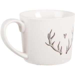 Clayre & Eef NWVMU Tasse 12x8x7 cm Blanc Gris 275ml