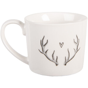 Clayre & Eef NWVMU Tasse 12x8x7 cm Blanc Gris 275ml