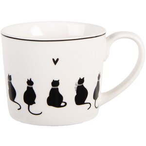 Clayre & Eef Tasse 12x8x7 cm / 275 ml Noir Blanc