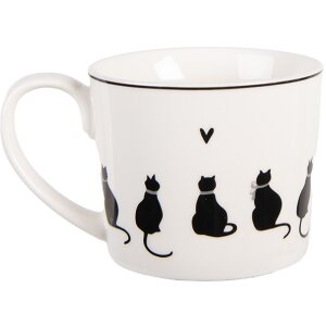 Clayre & Eef Tasse 12x8x7 cm / 275 ml Noir Blanc